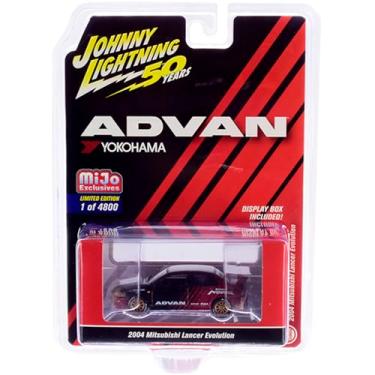 Imagem de 2004 Mitsubishi Lancer Evolution Black and Metallic Burgundy with Copper Wheels ADVAN Yokohama Johnny Lightning 50th Anniversary" Limited Edition to 4800 pieces Worldwide 1/64 Diecast """""""