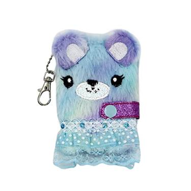 Imagem de Suillty Caderno de bolso de animais de pelúcia arco-íris com chaveiro, bloco de anotações diário pessoal para crianças, meninas, meninos, bloco de notas com papéis internos em branco (7,8 x 9,5 cm, 80