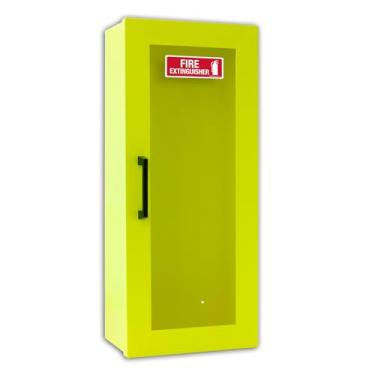 Imagem de Armário de extintor de incêndio | Armário de aço para montagem em parede e superfície | Comporta 2,3 kg e 4,5 kg | Versão de porta com alça, cor de alta visibilidade | Extintor de incêndio não