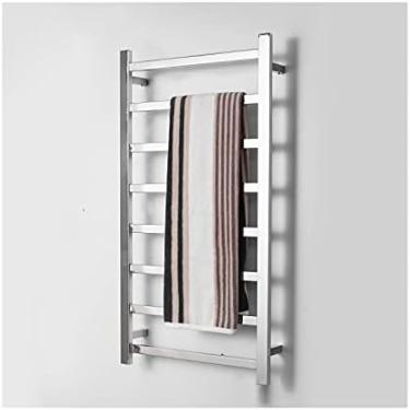 Imagem de Aquecedor de toalhas de banheiro Toalheiro aquecido elétrico, Aquecedor de toalhas elétrico, Toalheiros aquecidos de 8 barras para banheiro, Toalheiro impermeável de aço inoxidável montado n