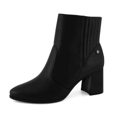 Imagem de Bota Ramarim 2395121 Salto Alto Grosso Cano Curto Casual Feminino