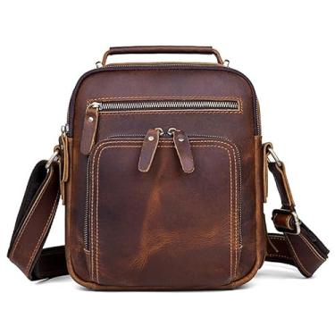 Imagem de Bolsa tiracolo masculina de couro genuíno para homens, bolsa mensageiro pequena, bolsa de couro, presente do pai, b