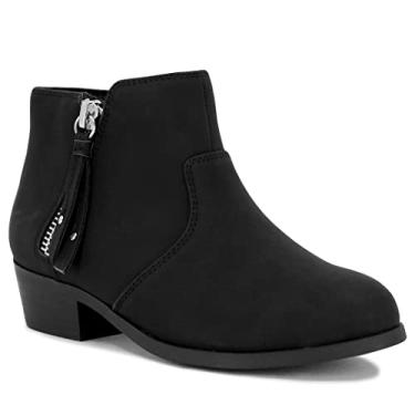 Imagem de LONDON FOG Bota feminina Black Alley, resistente à água, salto de 2,5 cm, zíper funcional, Preto, 15