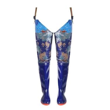 Imagem de Waders Botas De PVC À Prova D'água Para Homens E Mulheres, Botas De Cano Alto Para Pesca E Caça, Botas Leves De 80 Cm Com Sola Antiderrapante(Blue,35 EU)