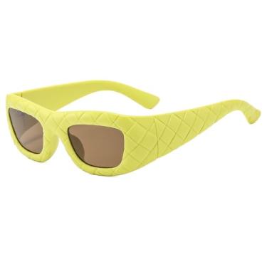 Imagem de Óculos de sol masculino ao ar livre tons escuros feminino óculos de sol quadrado tecer grade uv400,5, um tamanho