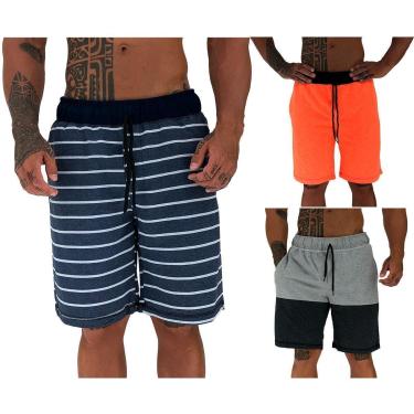 Imagem de Kit 3 Bermudas Moletom e Moletinho MXD Conceito Cores Diversas Opções Básica FullPrint Sport Fit-Masculino