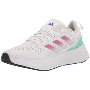 Imagem de adidas Questar Tênis de corrida masculino, Branco/fúcsia lúcida/prata amanhecer, 6