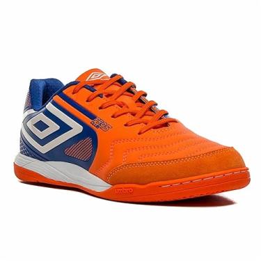 Imagem de Chuteira Umbro Futsal Pro 5 Bump Club Laranja e Azul - Masculina - 43 - Laranja