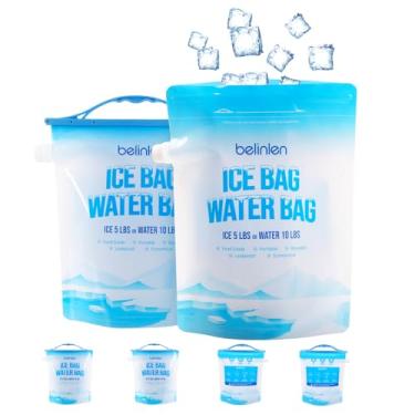 Imagem de Belinlen Pacote com 6 sacos de gelo reutilizáveis para refrigeradores de 2,3 kg com alça deslizante selada, pacotes de freezer secos a frio de longa duração, bolsa de gelo à prova de vazamento para