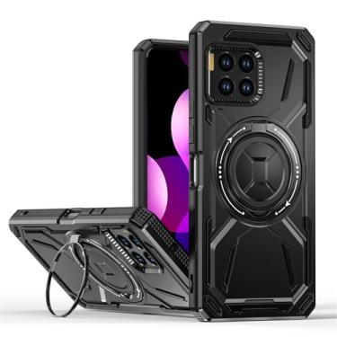 Imagem de Ysnzaq Capa magnética para T-Mobile REVVL 7 Pro, suporta carregamento sem fio e suporte para carro, proteção à prova de choque com suporte para celular T-Mobile REVVL 7 Pro HJJ preta