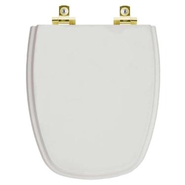 Imagem de Assento Sanitário Soft Close Monte Carlo Cinza Real para vaso Deca com Ferragem Dourada