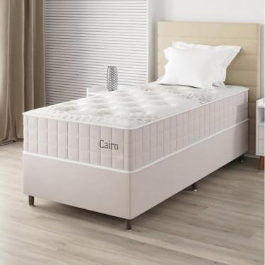 Imagem de Conjunto Colchão Mola Ensacada e Base Box Solteiro 67x88x188cm Cairo Yescasa Creme