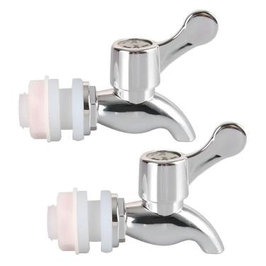 Imagem de Kit 2 Torneiras Para Suqueira Dispenser Plástico Prata Luxo Filtro Com Vedação