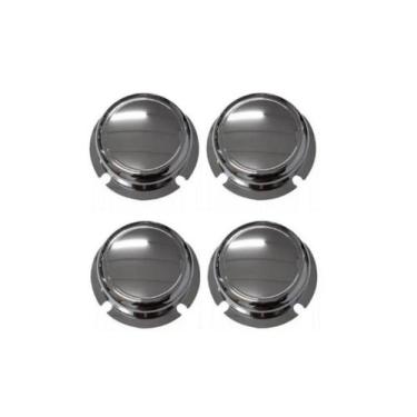 Imagem de 4 Tampa Cubo Cromada Roda Carreta 4 Furos Rolamento Cubo Pequeno - TOP