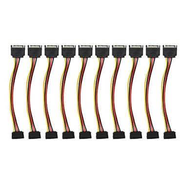 Imagem de Cabo de Extensão de Alimentação SATA de 15 Pinos, 90 ° SATA 15 Pinos Macho para Adaptador de Extensão de Alimentação Fêmea, Cabo de Extensão de Alimentação SATA Flexível