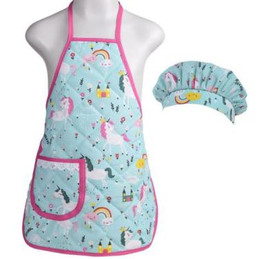 Imagem de Kit Avental Infantil Com Chapéu De Cozinheiro 2 Pçs Unicórnio Real - R