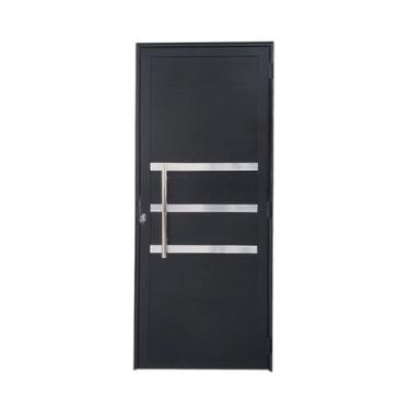 Imagem de Porta de Alumínio Lambril Preto com Puxador e Friso Linha 25 - DC, Dir