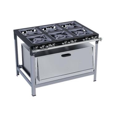 Imagem de Fogão Industrial 6 Bocas 30X30 com Super Forno Metalmaq, Gás de Botijã