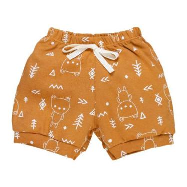 Imagem de Short Minimalista Bebê Ursinho Caramelo Conforto e Estilo - Era Uma Ve