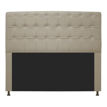 Imagem de Cabeceira Estofada Dama com Strass 140 cm para Cama Box de Casal Corano Bege para Quarto - AM Decor