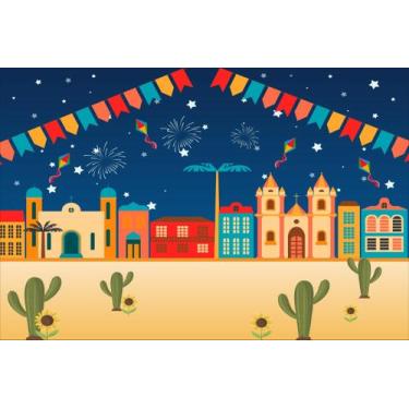 Imagem de Painel de Lona Festa Junina Cidade Festiva 200x150cm - Fabrika de Fest
