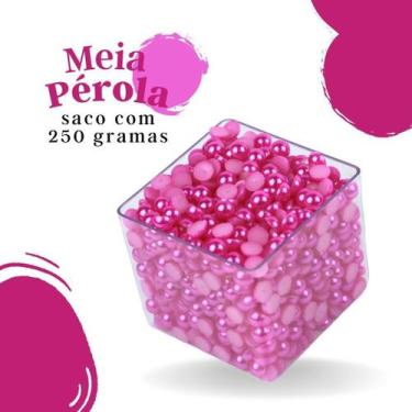 Imagem de Meia Pérola Rosa Choque - 06 Mm Pacote Com 250 Gramas - Nybc