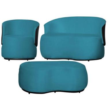 Imagem de Kit 1 Poltrona 1 Namoradeira e 1 Puff Grande Decorativo Estilo Orgânic