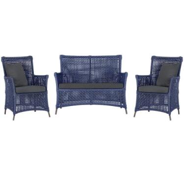 Imagem de Jogo Sofá e 2 Poltronas de Área Igapó Alumínio Pintura Marrom Corda Ná