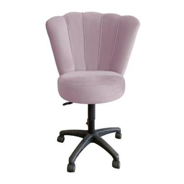 Imagem de Cadeira Mocho Para Estética Escritório Veludo Rose - LM DECOR