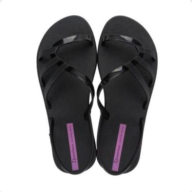 Imagem de Sandália Feminina Rasteira Ipanema Sempre Nova Preta, Preto, Lilás, 35