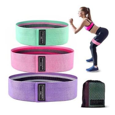 Imagem de Kit 3 Faixa elástica resistência Hip Mini Band academia agachamento - 