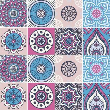 Imagem de Adesivo de Azulejo - Ladrilho Hidráulico - 15cm x 15cm - 16un - 388Azm