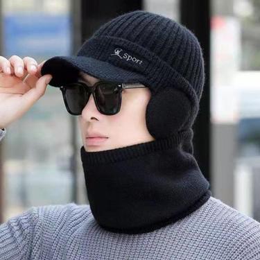 Imagem de Gorro Chapéu Para Homens com Cachecól De Malha Elashopp, Bege