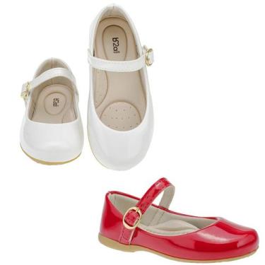 Imagem de Kit 2 pares sapatilha infantil menina b2a kids 9001 branco vermelho, 1