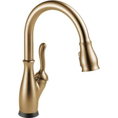 Imagem de Delta Faucet Torneira de cozinha Leland VoiceIQ Touch com tecnologia Touchless, torneira de cozinha dourada, torneira inteligente, Alexa e Google Assistant ativada por voz, bronze champanhe