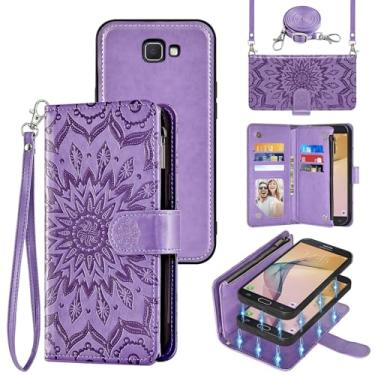 Imagem de Capa de celular para Samsung Galaxy J7 Prime 2017 J 7 Skypro Sky Pro J7V V S727VL Carteira magnética destacável com protetor de tela, compartimento para cartão Halo 7J Perx J7prime roxo