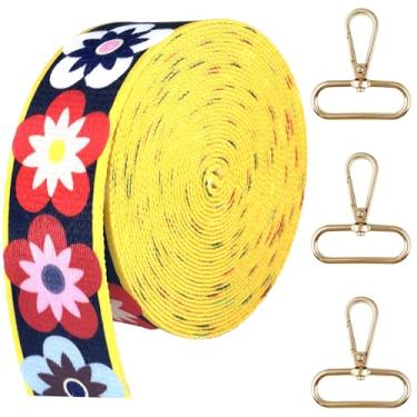 Imagem de ZHFMLY Correia de nylon impressa 1,5 cm 6 metros de espessura cinto de segurança tecido alça de bagagem envoltório tiras de fita jacquard mochila suprimentos decorativos para roupas (flor colorida, 6