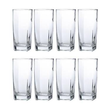 Imagem de Conjunto Com 8 Copos Vidro Bali Quadrado 320ml Transparente - PRATICAS