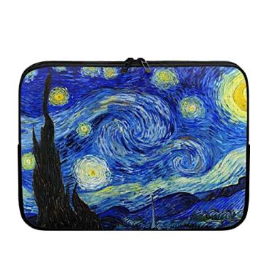 Imagem de Suhoaziia Van Gogh Starry Night Capa para laptop para mulheres, bolsa de computador, tablet, capa de transporte, pasta, serve para tablet/notebook de até 17 polegadas, bolsa portátil para laptop com