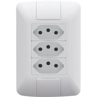 Imagem de Kit c/ 10 tomada tripla 20a c/ placa 4 x 2 aria tramontina, Branco, Bi