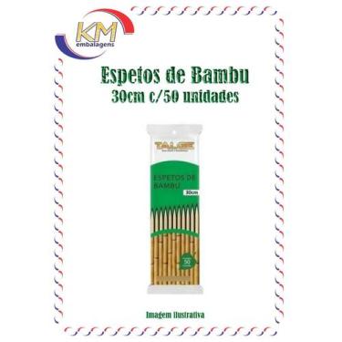 Imagem de Espetos de bambu 30 cm c/50 unidades - Talge - espetinho, churrasco (3