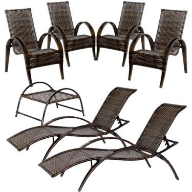 Imagem de Kit 2 Espreguiçadeiras Ipanema + 1 Mesa de centro + 4 Cadeiras Napoli 
