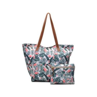 Imagem de Bolsa Feminina Saco Estampada Floral Zíper + Necessaire - Mila Marques