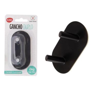 Imagem de Suporte Gancho Duplo Sem furos Multiuso Ferro Organizador - Clink