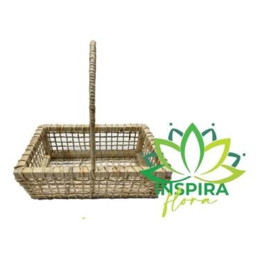 Imagem de Bandeja Cesto De Palha De Milho Natural Barato Com Alça - Flora Full
