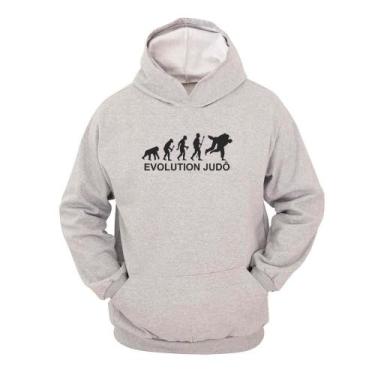 Imagem de Moletom Masculino Canguru Ragor Estampa Evolution Judô, M, Cinza