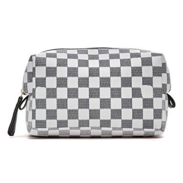 Imagem de Necessaire Hfast Shoes Pequena Estampa Quadriculada com Fechamento Zip