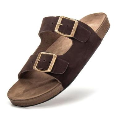 Imagem de Sandália Chinela Masculina Couro Masculina Anatômica Burly Heads Nobuc