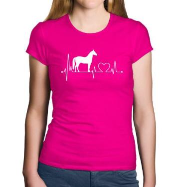 Imagem de Baby Look Algodão Cavalo Batimentos Cardíacos - Foca na Moda, Rosa, G