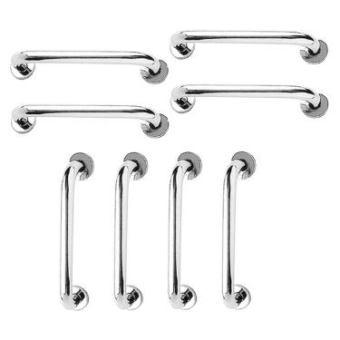 Imagem de Barra de Apoio 40cm Aço Inox Kit 8 Unidades Idoso Deficiente Cadeirante Casa Suporte Banheiro Box Corrimao Acessibilidade Segurança